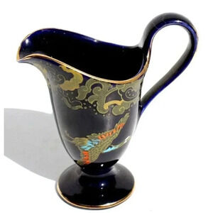 Vintage 1920s HH&G Ltd England Hand Painted Blue GOLDEN MOON Creamer